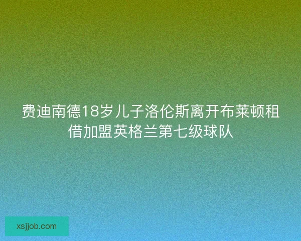 费迪南德18岁儿子洛伦斯离开布莱顿租借加盟英格兰第七级球队