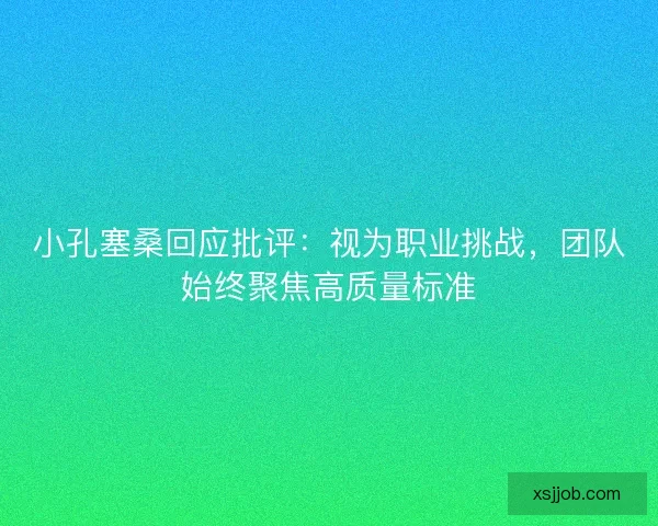 小孔塞桑回应批评：视为职业挑战，团队始终聚焦高质量标准
