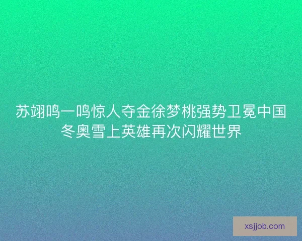 苏翊鸣一鸣惊人夺金徐梦桃强势卫冕中国冬奥雪上英雄再次闪耀世界 苏翊鸣一鸣惊人夺金徐梦桃强势卫冕中国冬奥雪上英雄再次闪耀世界